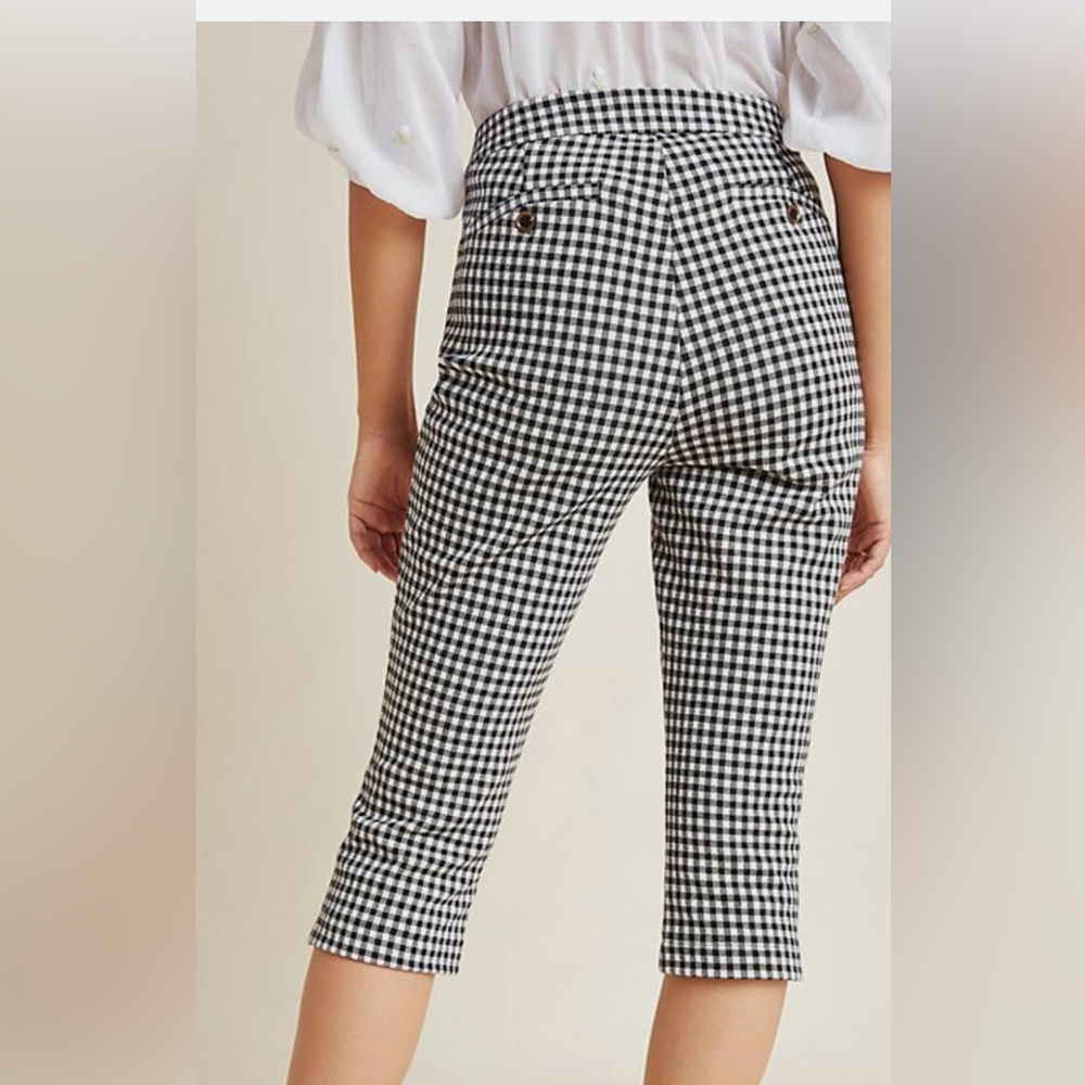 Anthropologie Black & White Gingham Capri Pedal Pusher Pants - Picture 3 of 16